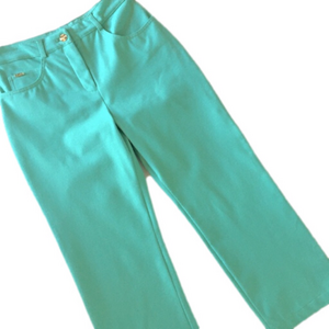 St. John Sport Y2K seafoam green/aqua/turquoise cropped jean pants, like new